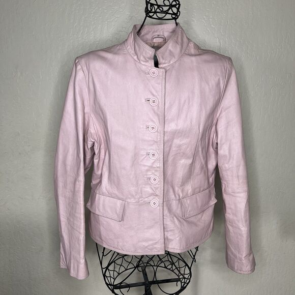 Chadwick’s Pink Leather Jacket Women’s Size 16 - Picture 1 of 9